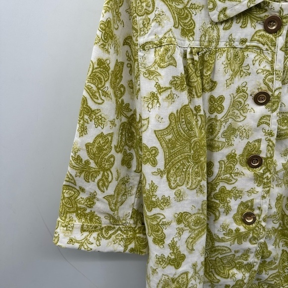 CHARTER CLUB LINEN green floral costal grandma woman lagonlook boho jacket 3X - Picture 7 of 11